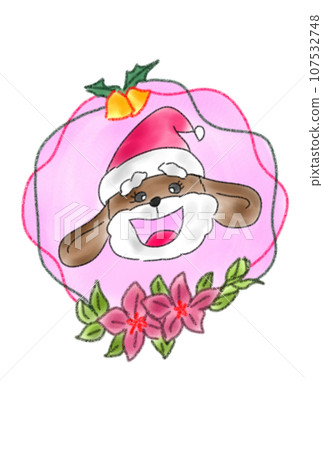 dog santa claus and poinsettia ring dog santa claus and poinsettia ring 107532748