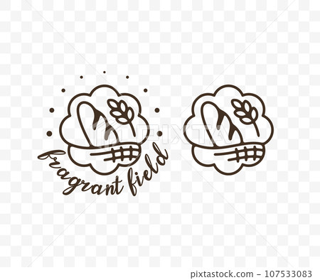 Bakery shop emblem, bread, bake and bakery, linear graphic design. Breads in basket, baguette, loaf, long loaf, food and meal, vector design and illustration Bakery shop emblem, bread, bake and bakery, linear graphic design. Breads in basket, baguette, loaf, long loaf, food and meal, vector design and illustration 107533083