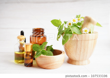 Alternative medicine herbal organic capsule with vitamin E omega 3 fish oil, mineral, drug with herbs leaf natural supplements for healthy good life. 107533106