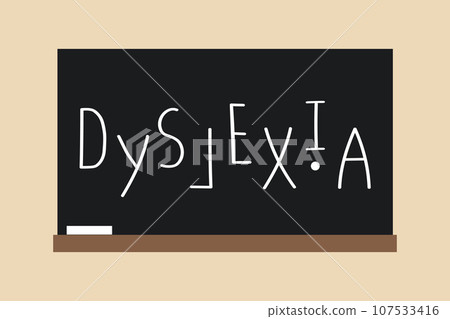 A blackboard with a word dyslexia written on it. A blackboard with a word dyslexia written on it. 107533416