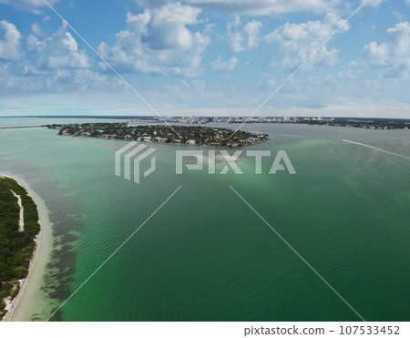 Aerial view of Lido key near Sarasota Florida. Drone Image. Aerial view of Lido key near Sarasota Florida. Drone Image. 107533452