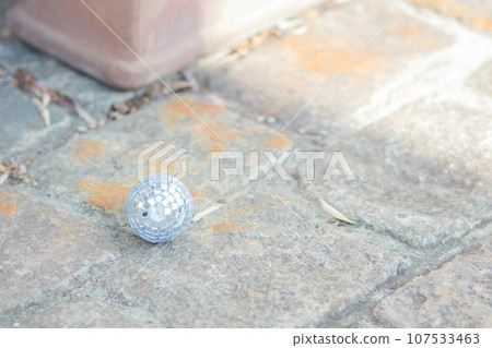 鏡球放置在磚塊上 鏡球放置在磚塊上 107533463