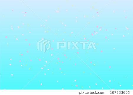 Light blue gradient illustration background with spray of cherry blossom petals 107533695