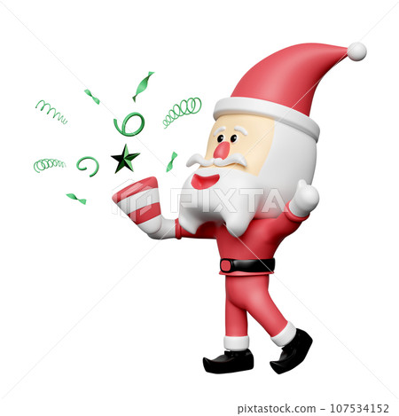 Santa Claus hand holding explosion firecracker funnel isolated. merry christmas and happy new year, 3d render illustration Santa Claus hand holding explosion firecracker funnel isolated. merry christmas and happy new year, 3d render illustration 107534152