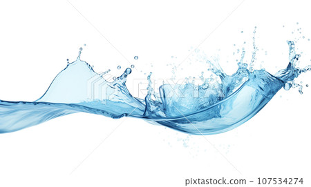 water splash on white background for drink and beverage decorative design. generative AI 107534274