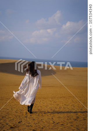 女人在沙丘上行走 女人在沙丘上行走 107534340