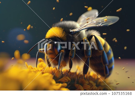 Bumble bee pollen flower. Fly insect. Generate Ai 107535168
