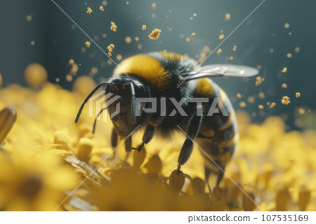 Bumble bee pollen. Garden nature. Generate Ai 107535169