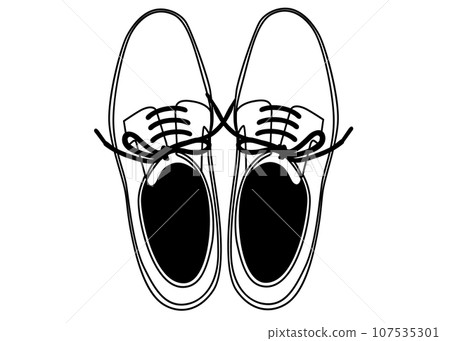 Business shoes, black and white, illustration of monochrome men's shoes viewed from above 107535301