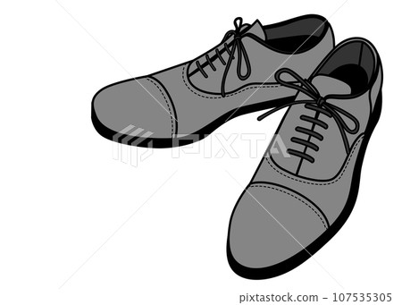 商務鞋 灰色男士皮鞋 從前面對角線看的男鞋插畫 等距 商務鞋 灰色男士皮鞋 從前面對角線看的男鞋插畫 等距 107535305