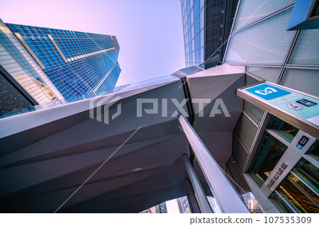 Tokyo cityscape in Japan Glass Rock Building opposite Toranomon Hills Station Tower (Toranomon Hills Station) which opened today 107535309