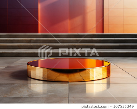 Golden pink realistic podium for product advertising. Golden pink realistic podium for product advertising. 107535349