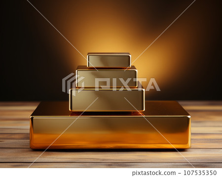 Golden realistic podium for product advertising. Golden realistic podium for product advertising. 107535350