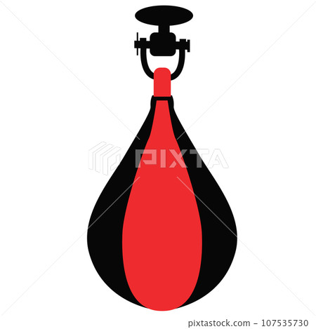 Punching boxing speed bag. Red and black punching symbol. Punching bag red sign. Sport equipment element for boxing. flat style. 107535730