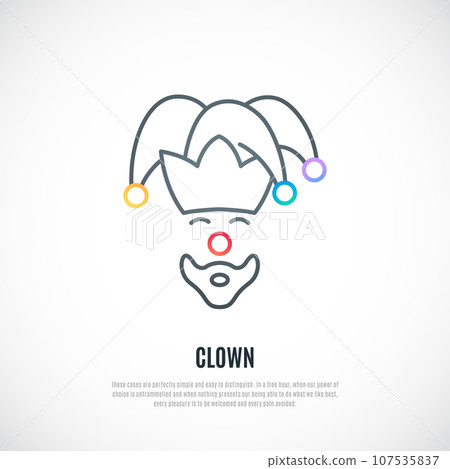Funny clown icon isolated on white background.  107535837