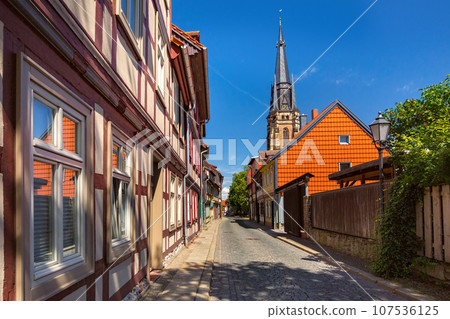 Medieval street in Wernigerode, Germany Medieval street in Wernigerode, Germany 107536125