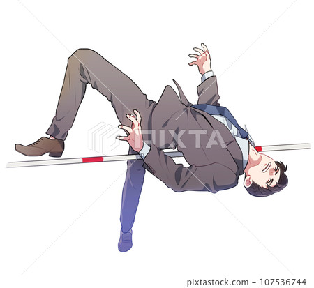 一個穿西裝的男人跳高 107536744