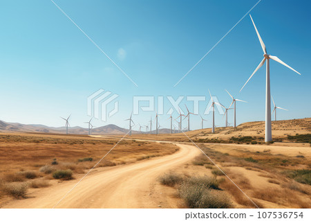 Wind turbines in the desert Wind turbines in the desert 107536754