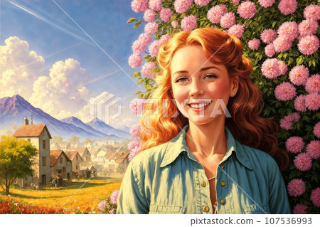 portrait of a beautiful girl posing in nature, a bright sunny day in the forest, a glade with wild flowers portrait of a beautiful girl posing in nature, a bright sunny day in the forest, a glade with wild flowers 107536993