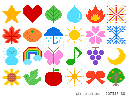 像素藝術圖示插圖集（彩色） 107537488