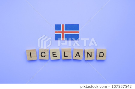 December 1, Independence Day in Iceland, flag of Iceland, minimalistic banner with wooden letters 107537542