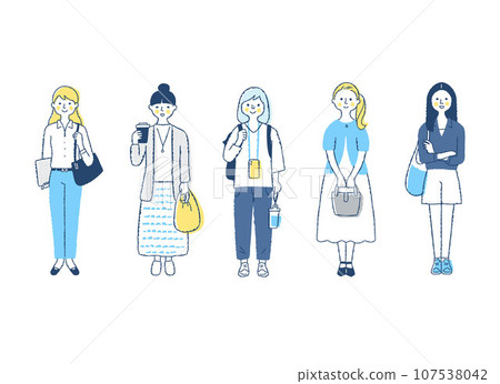 5 different women, whole body, f11-15 5 different women, whole body, f11-15 107538042