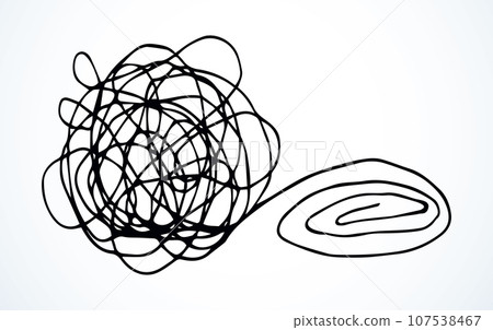 Unravel the tangled tangle. Vector drawing 107538467