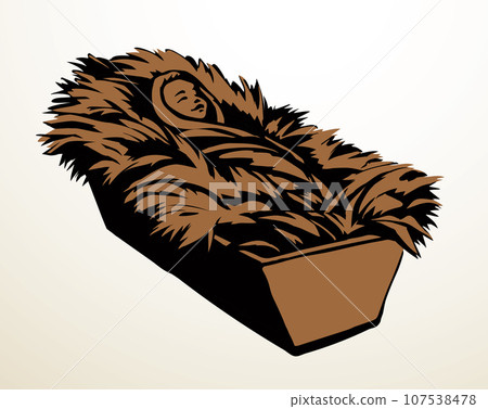 Newborn baby Jesus. Vector drawing 107538478