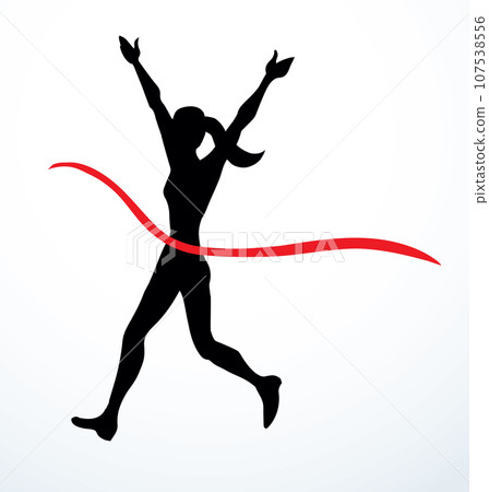 Runner rips the finish line. Vector drawing 107538556
