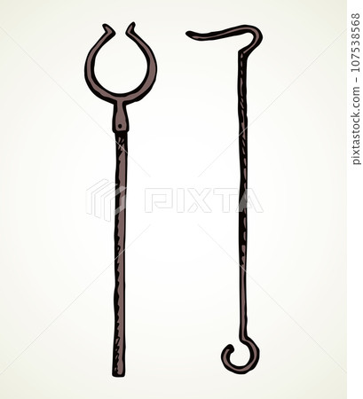 Old fire iron poker. Vector drawing 107538568