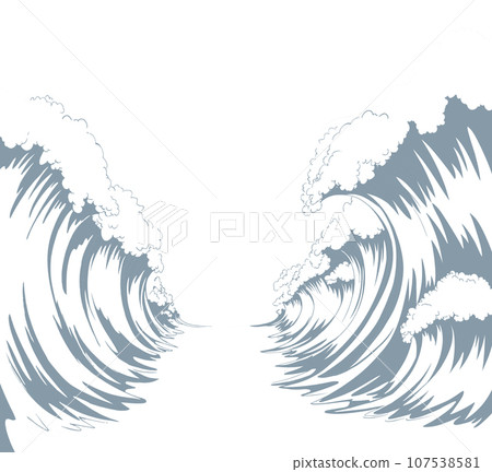 The sea was divided in two. Vector drawing The sea was divided in two. Vector drawing 107538581