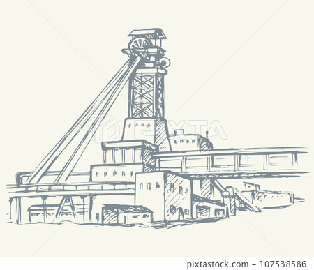 Plant at the mine. Vector drawing 107538586