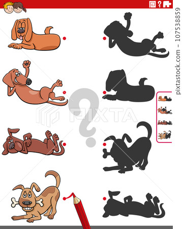 educational shadow activity with cartoon dog characters 107538859
