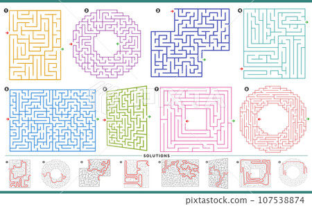 maze puzzle activities graphs set with solutions maze puzzle activities graphs set with solutions 107538874