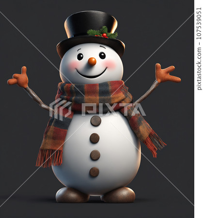Cheerful smiling snowman 107539051