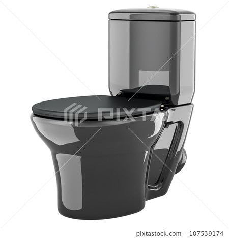 Black toilet bowl, 3D rendering 107539174