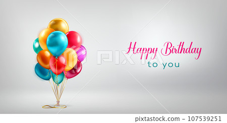 Festive birthday illustration with balloons Festive birthday illustration with balloons 107539251