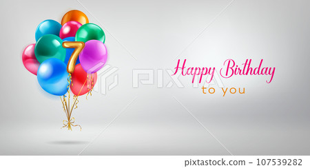 Festive birthday illustration with balloons Festive birthday illustration with balloons 107539282