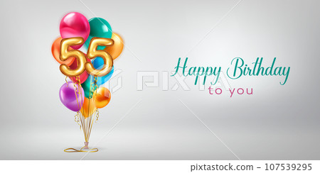 Festive birthday illustration with balloons Festive birthday illustration with balloons 107539295