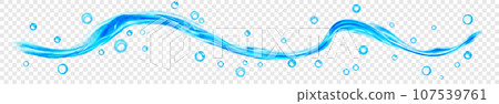 Translucent water wave with drops 107539761