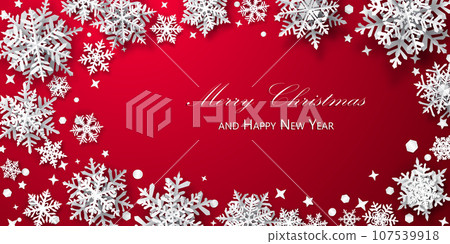 Christmas background with paper snowflakes 107539918