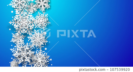 Christmas background with paper snowflakes 107539920