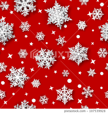 Christmas seamless pattern with paper snowflakes 107539928