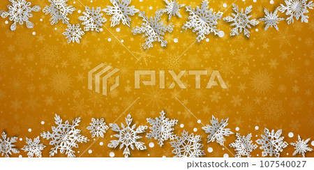 Christmas background with volume paper snowflakes 107540027