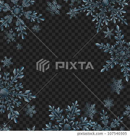 Frame of large transparent Christmas snowflakes 107540305
