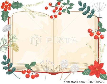 結合了雪、植物和書籍的冬季閱讀插畫。 結合了雪、植物和書籍的冬季閱讀插畫。 107540572