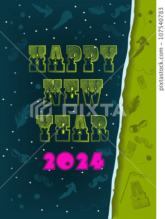 Happy New Year 2024 Vintage Typographic Happy New Year 2024 Vintage Typographic 107540783