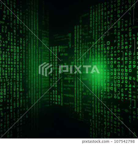人工智慧矩陣二進位程式碼AI插畫藝術（AI生成圖像） 107542798