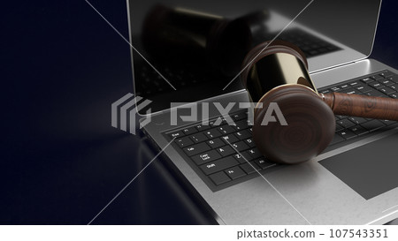 The hammer on notebook for law concept 3d rendering 107543351