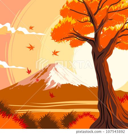 Mount Fuji in autumn is a breathtaking natural wonder 107543892